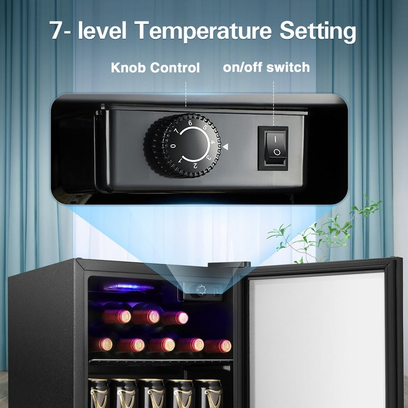 1.3cu.ft Beverage Refrigerator Cooler - 48 Can 12 Bottle Mini Fridge Glass Door, Knob Control