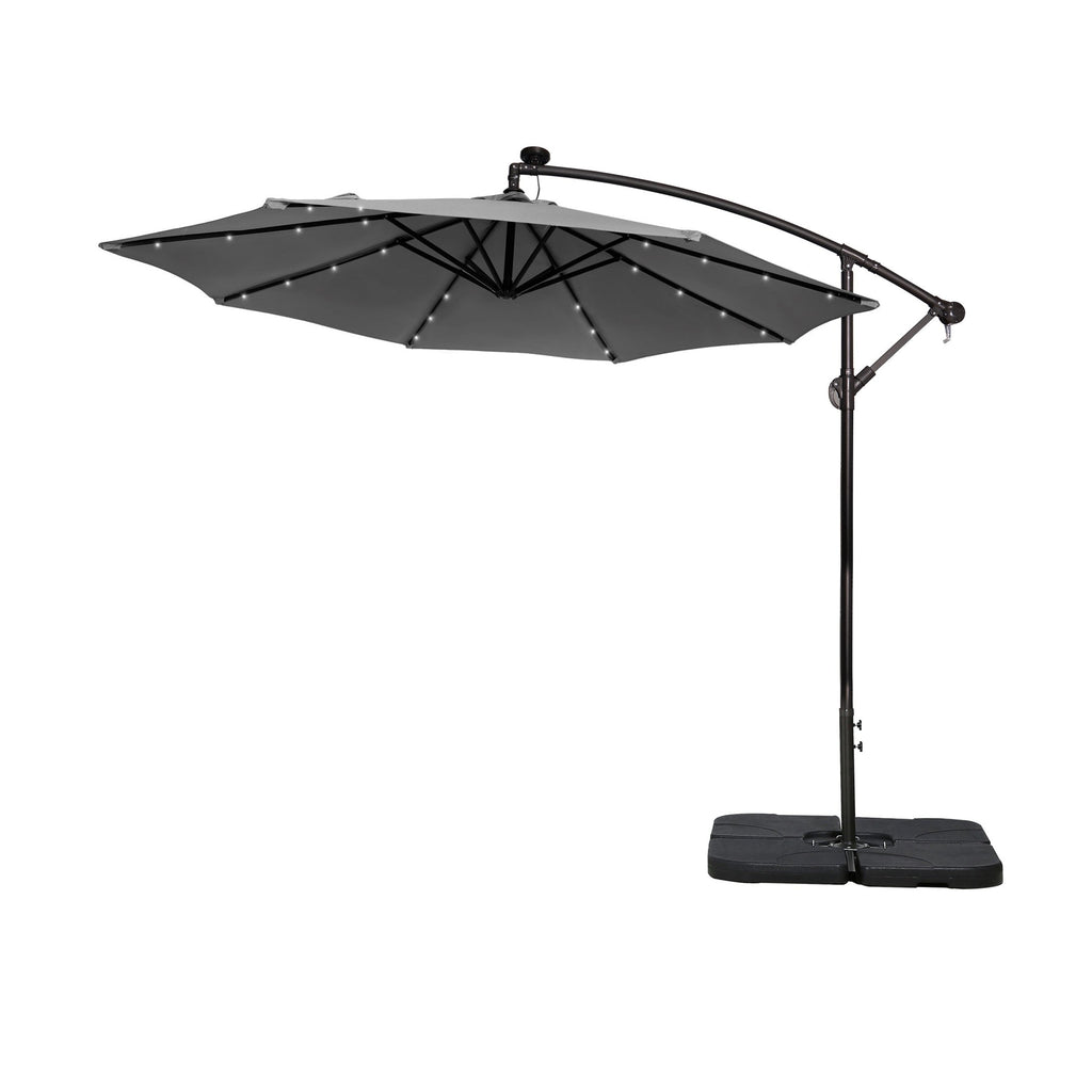 10 Ft. Solar Power Lighted Patio Umbrella with Base Stand