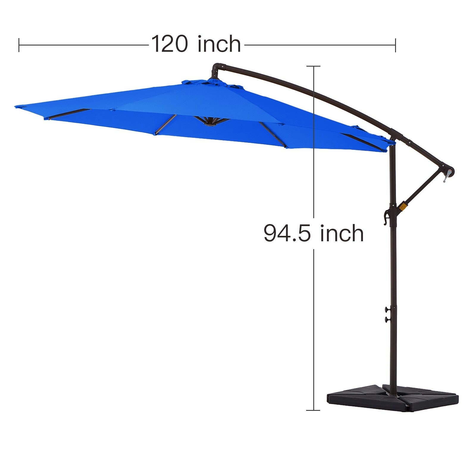 10 ft Steel Crank-lift Cantilever Umbrella With Weighted Base