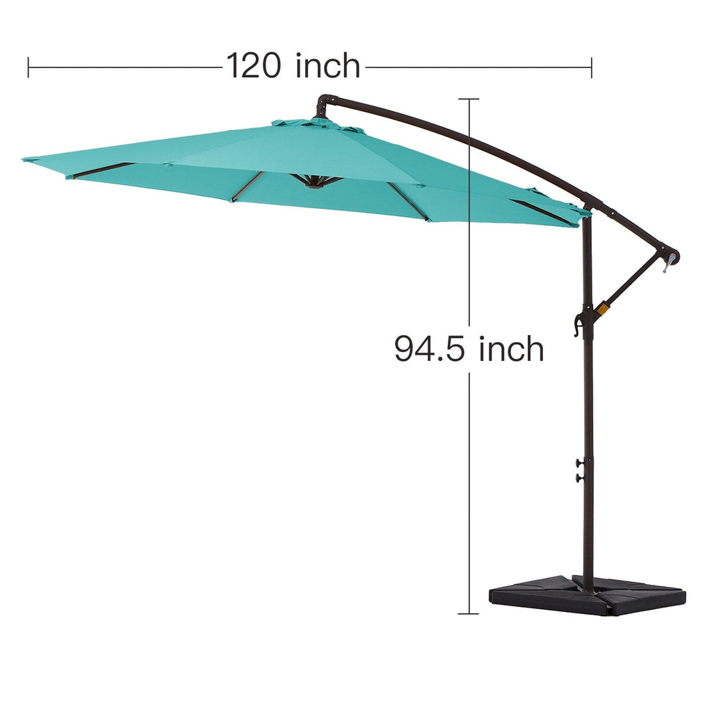 10 ft Steel Crank-lift Cantilever Umbrella With Weighted Base