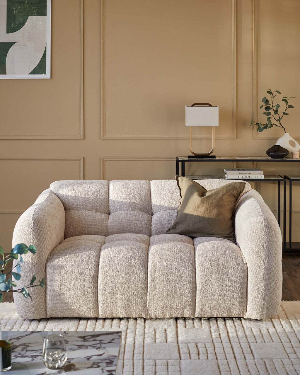 Hayes natural fabric 2 seater sofa