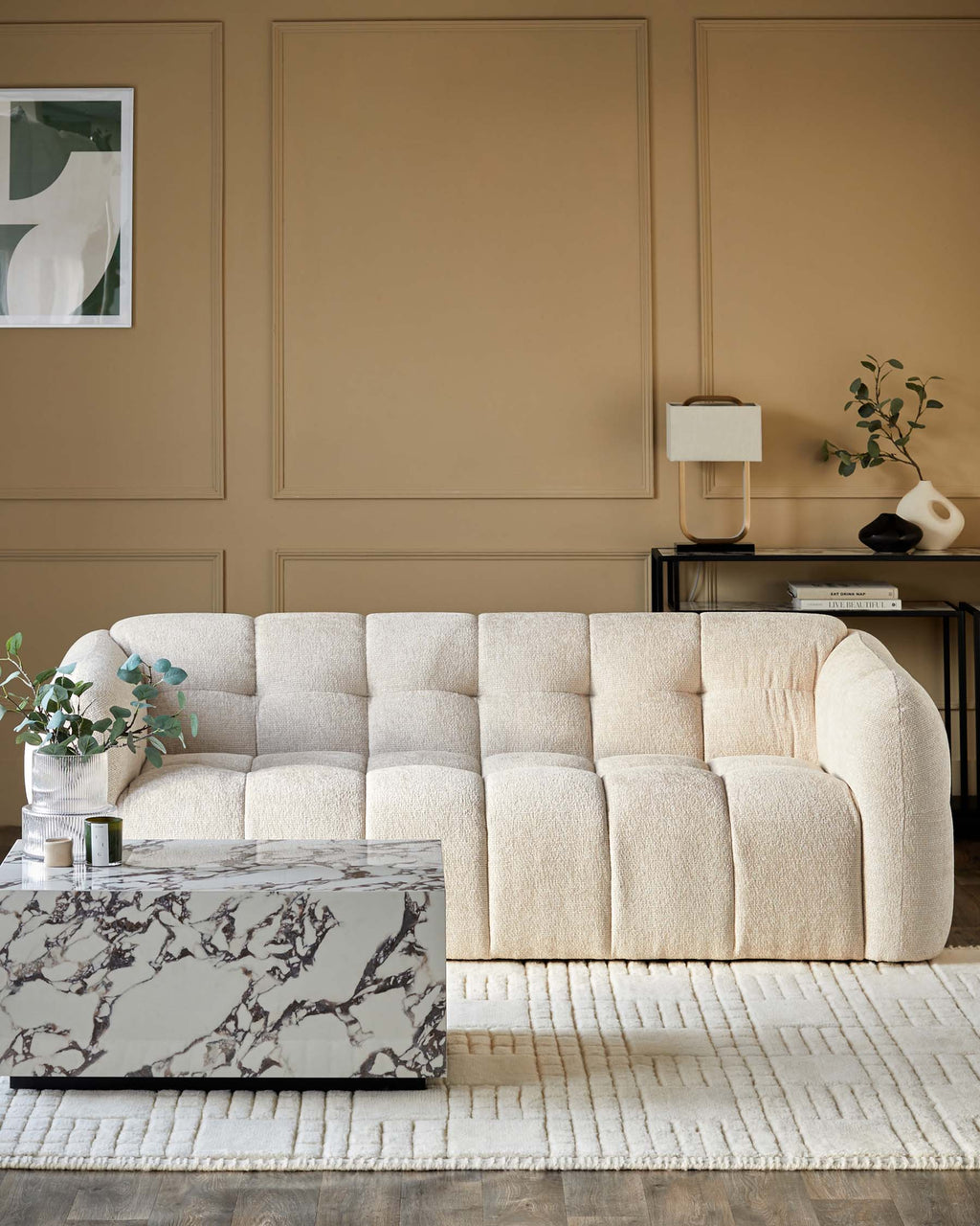 Hayes natural fabric 3 seater sofa
