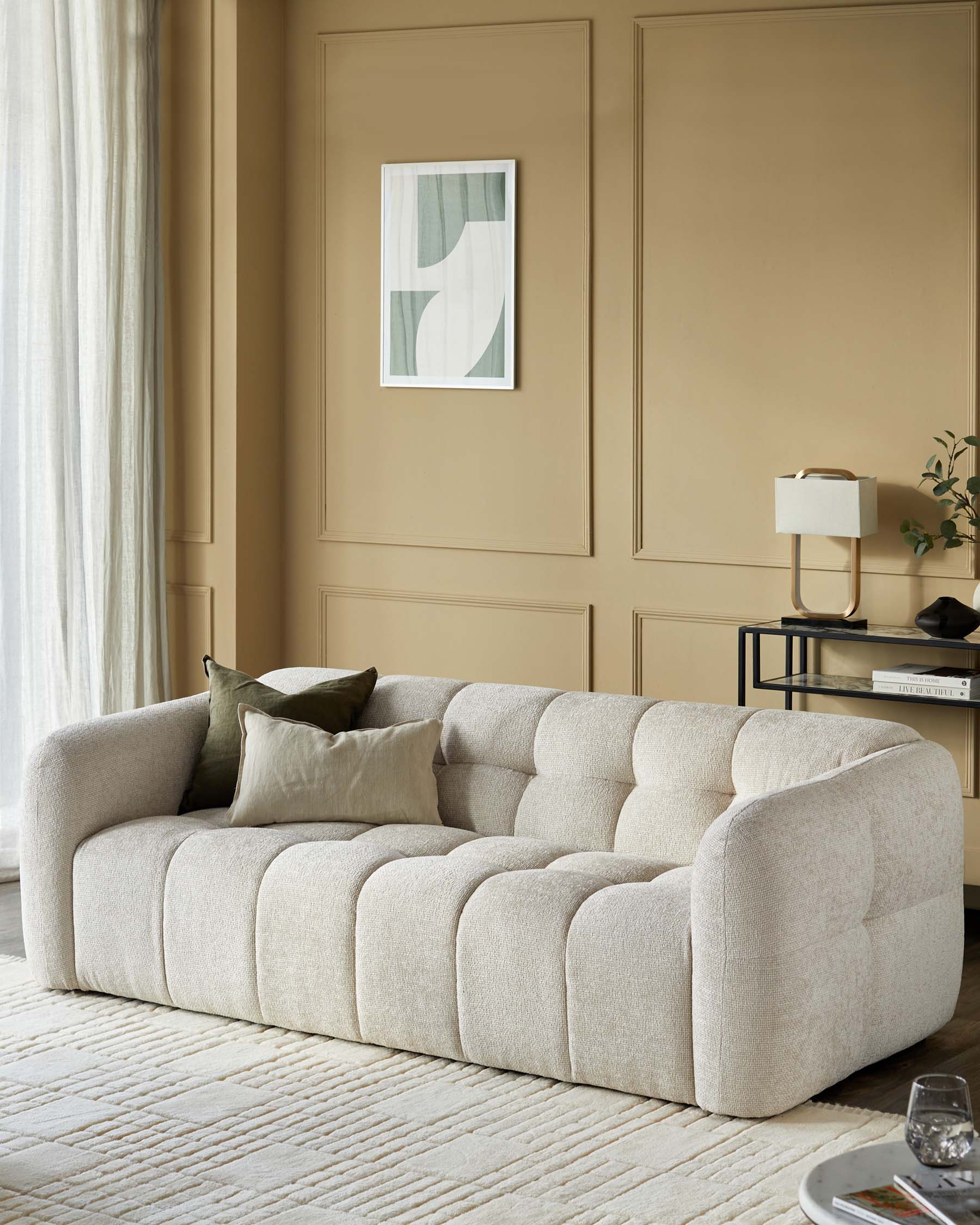 Hayes natural fabric 3 seater sofa