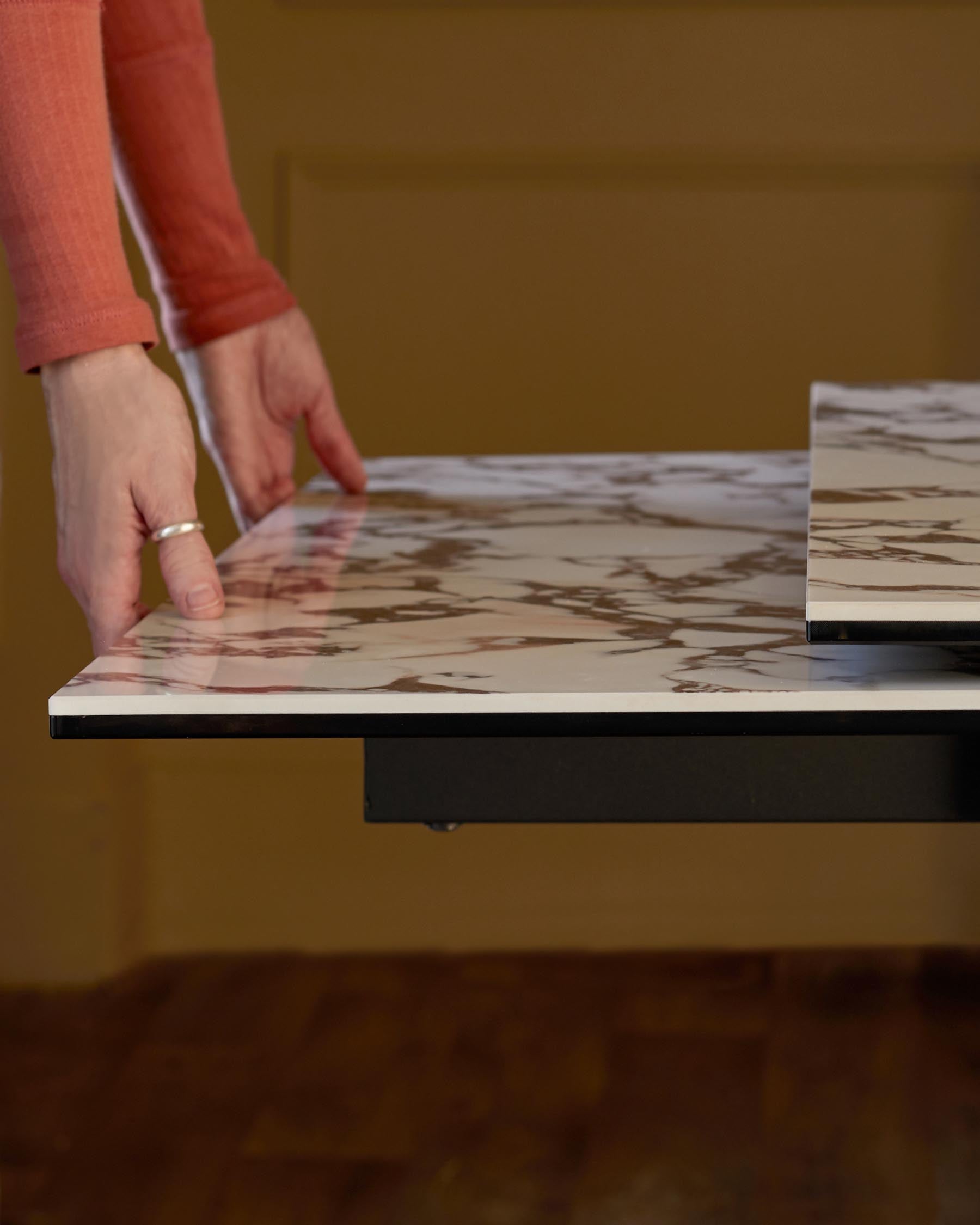 Calenzano white calacatta ceramic extending 8 to 10 seater dining table