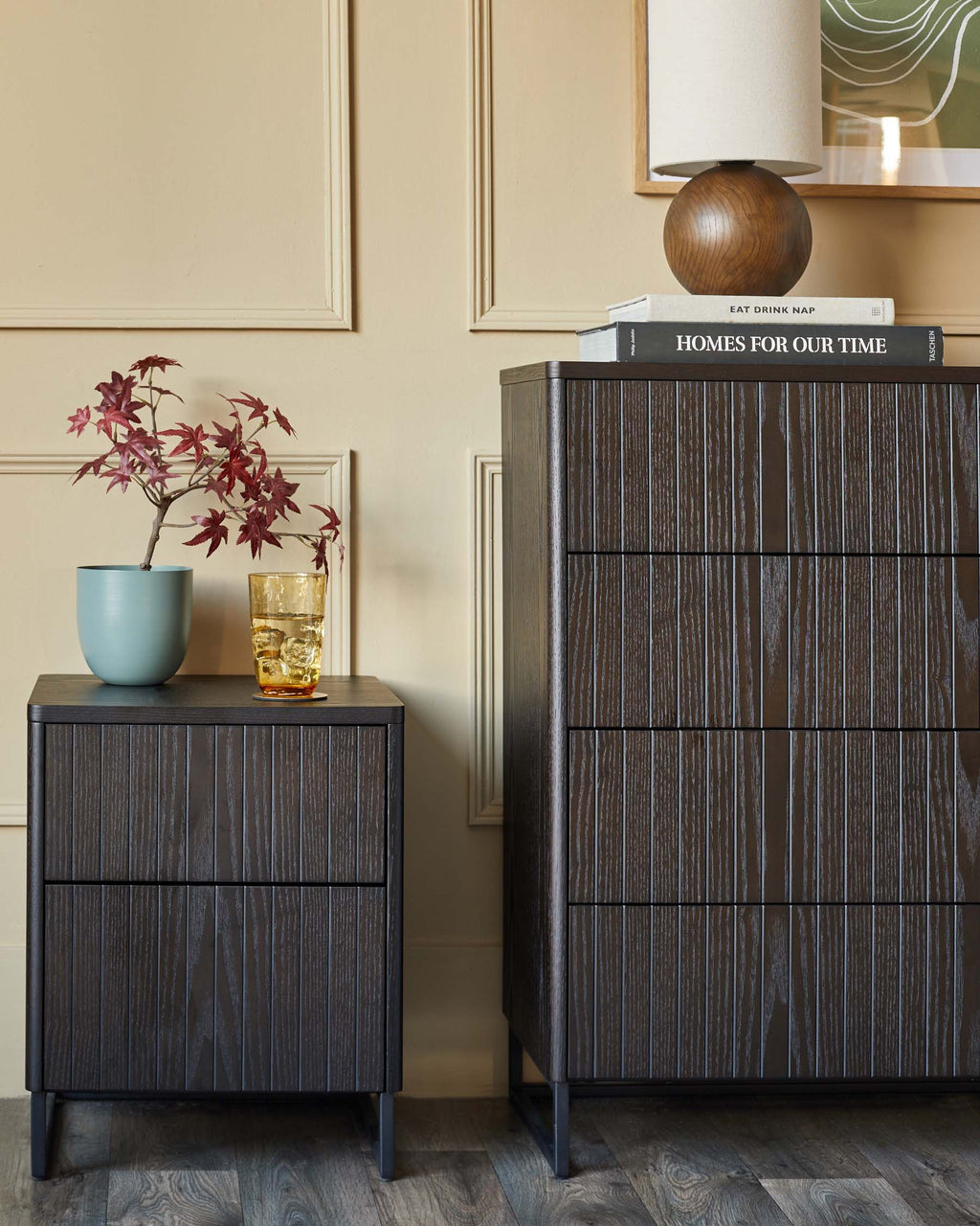 Toronto dark ash 2 drawer bedside table