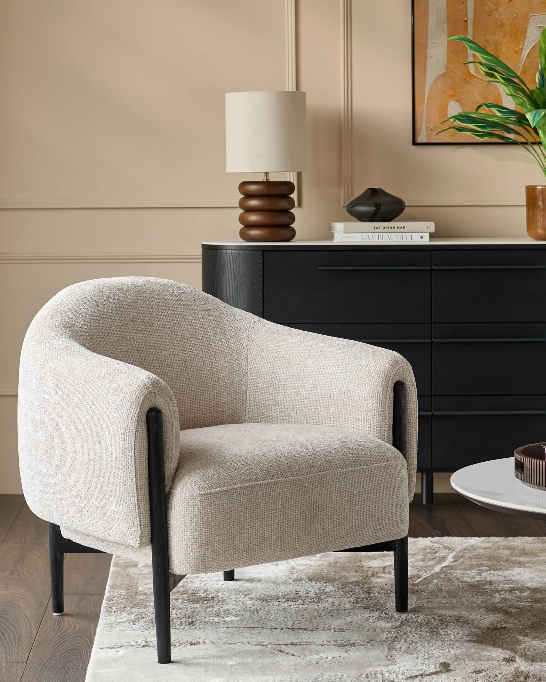 Tristan natural fabric accent chair