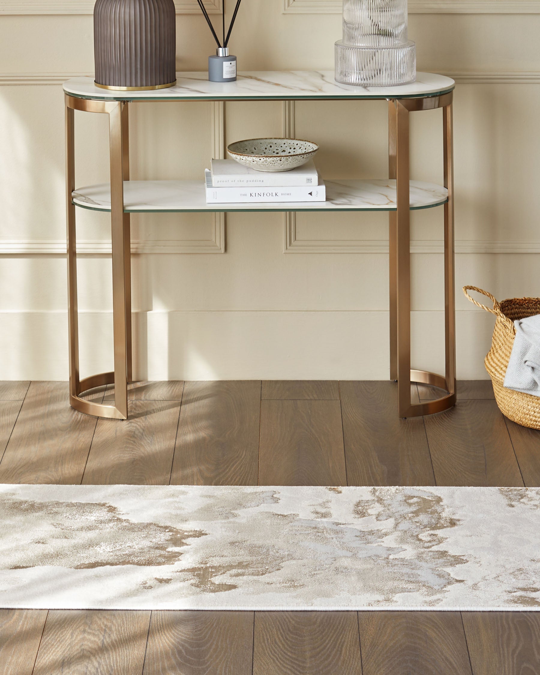 Perla soft gold textured runner rug