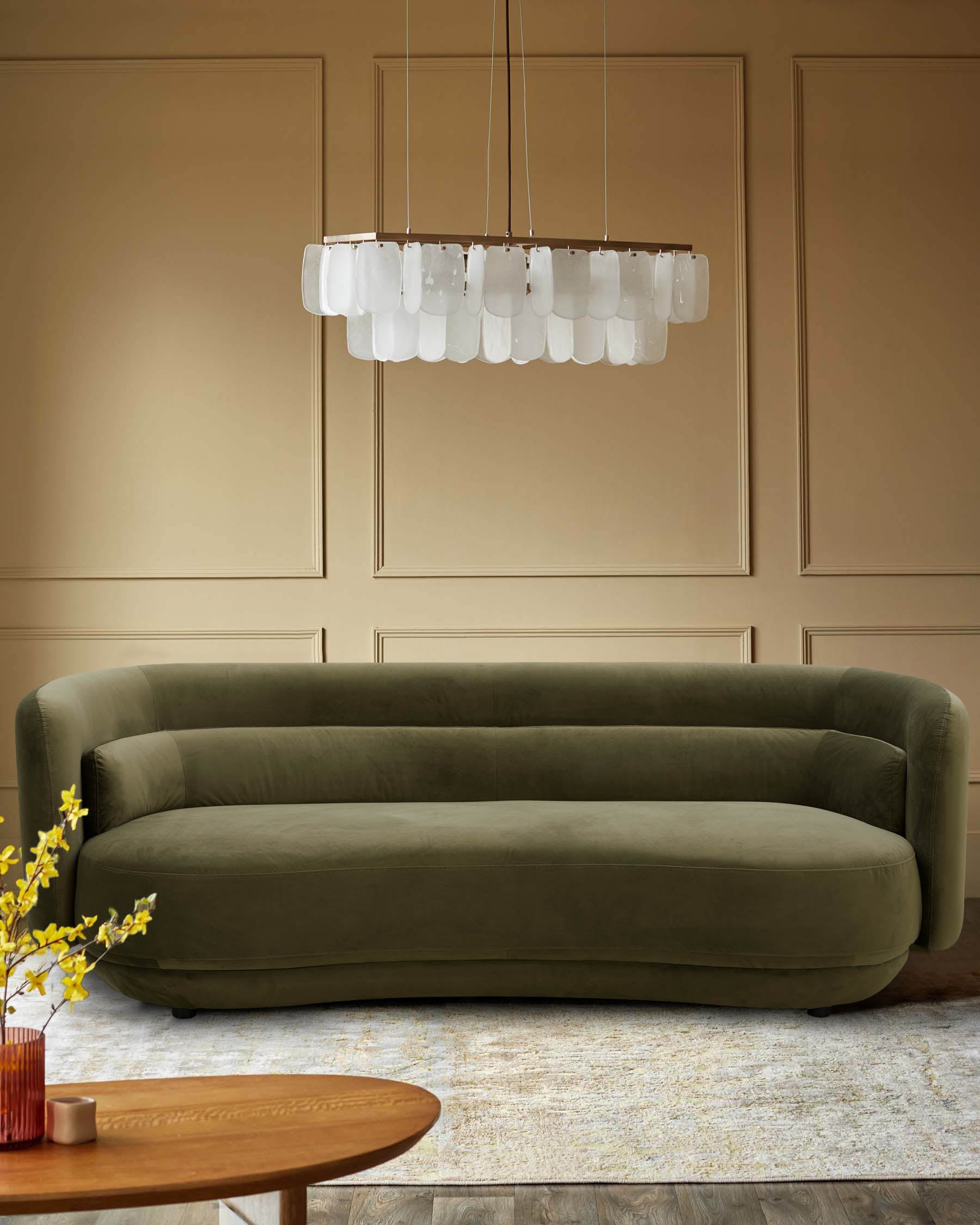 Henry olive green velvet 3 seater sofa