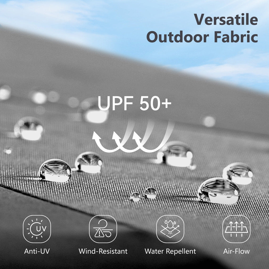 MAISON ARTS 15-foot Rectangular Crank Double-sided Outdoor Market Umbrella Solar LED Lighted Patio Umbrella with Base Included