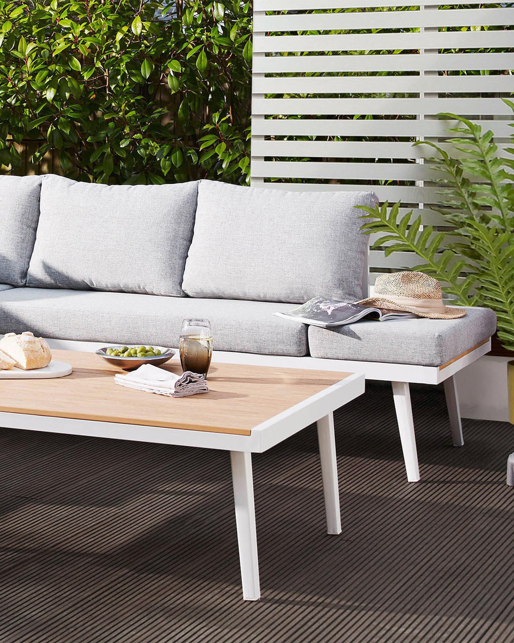 Palermo White Right Hand Corner Garden Dining Bench