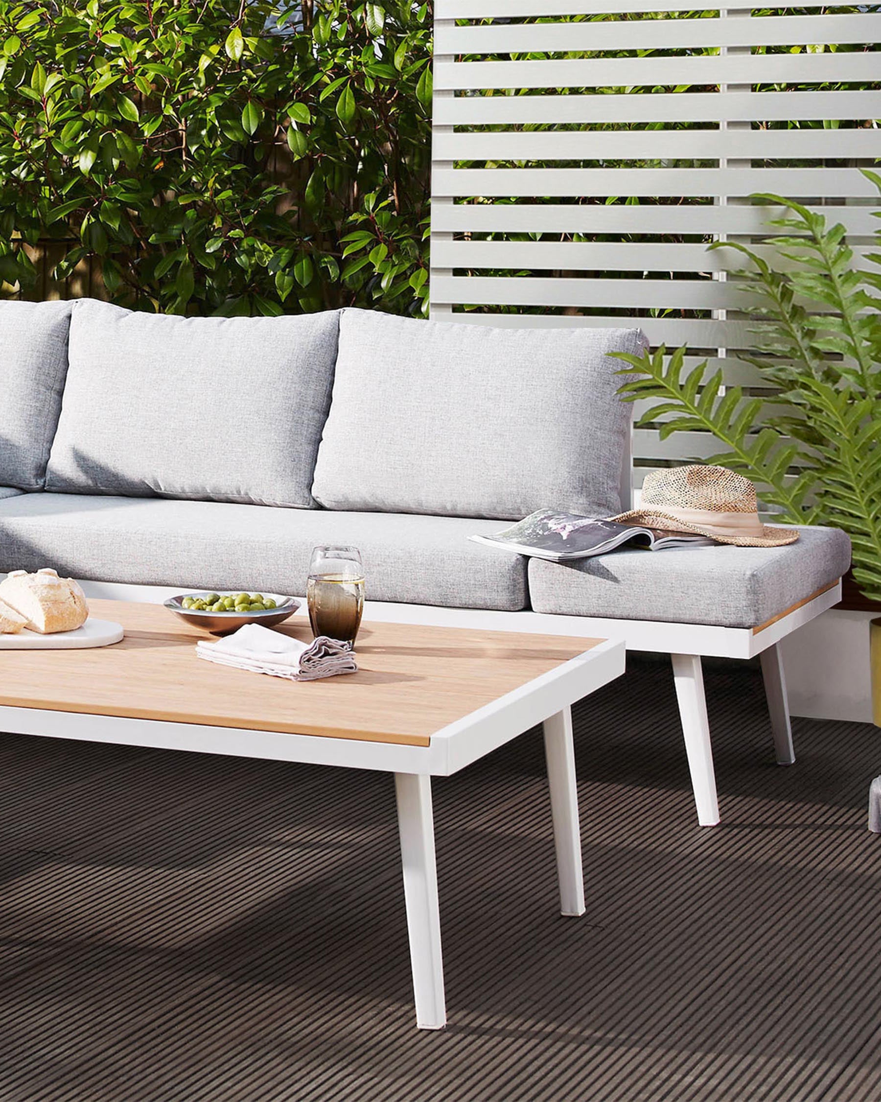 Palermo White Right Hand Corner Garden Dining Bench