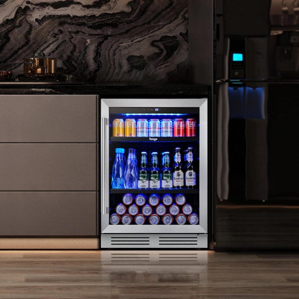 24 Inch Beverage Fridge 140 Can Beverage Refrigerator for Soda Wine Drinks - 24 inch
