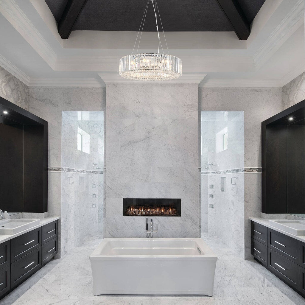 24.8 in. 8-Light Farmhouse Chandelier, Crystal Chandelier, Drum Chandelier for Dining Room Living Room Bedroom Kitchen