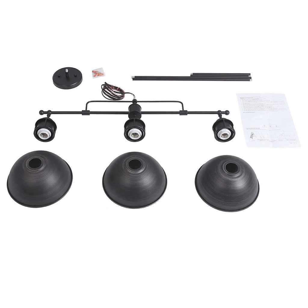 3-Light Industrial Farmhouse Dome Pendant Metal Linear Kitchen Island Pendant Light Oil Rubbed Bronze Finish