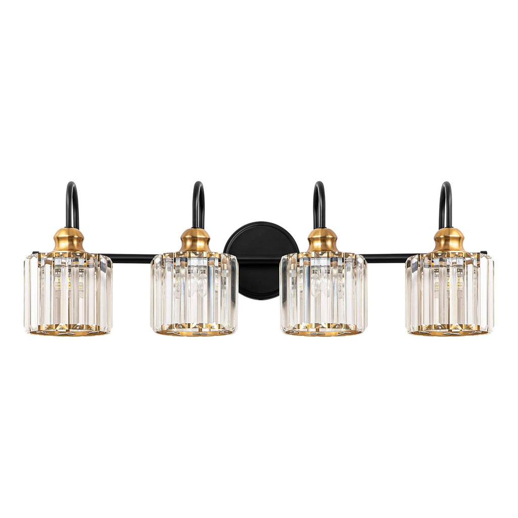 3/4-Light Modern Glam Linear Dimmable Crystal Bathroom Vanity Lights Over Mirror