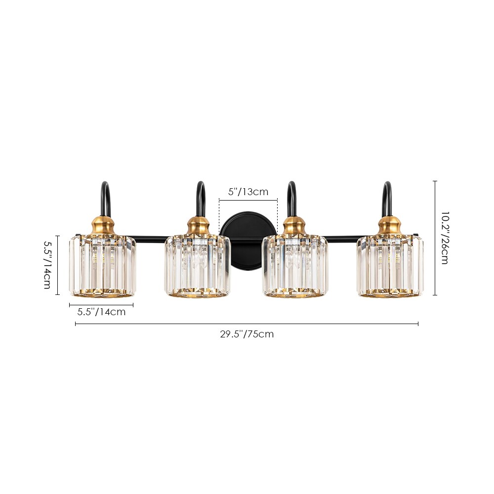 3/4-Light Modern Glam Linear Dimmable Crystal Bathroom Vanity Lights Over Mirror