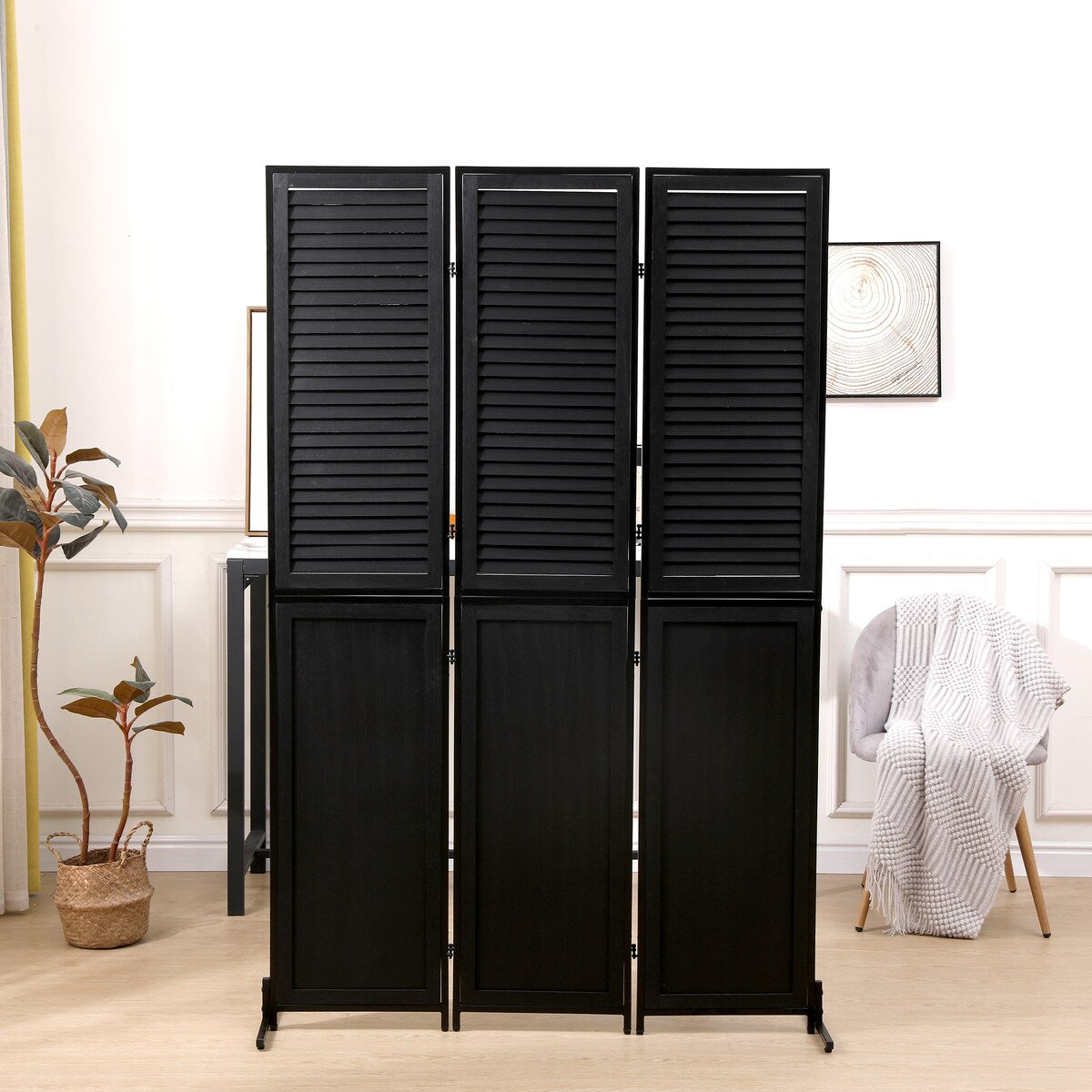 3 Panel Room Dividers and Folding Privacy Screen Natural Wooden Room Partitions 6ft Wall Divider for Room Separation