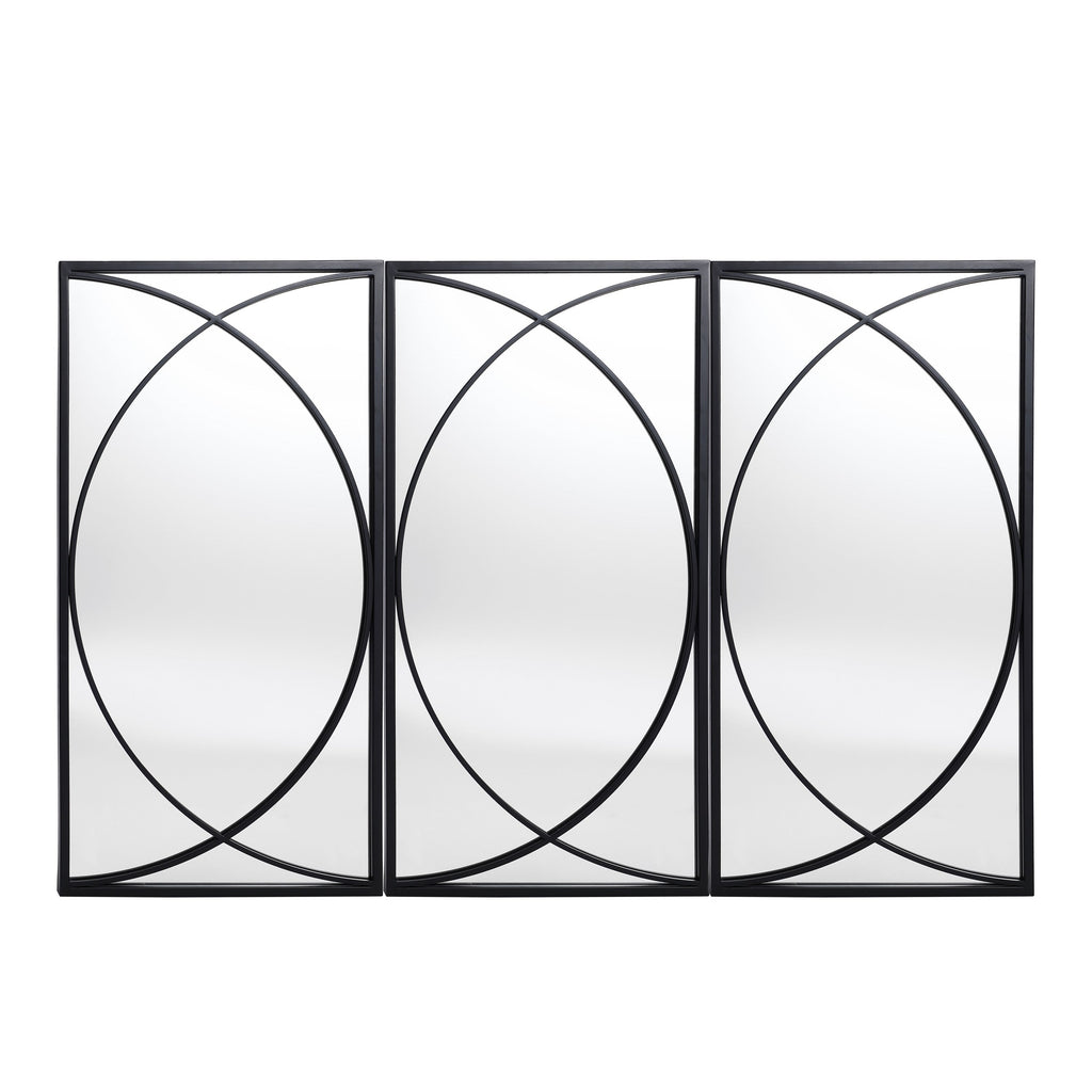 3-Piece Black Metal Rectangular Wall Mirror Set - 31.9 H x 15.75 W x 0.75 D