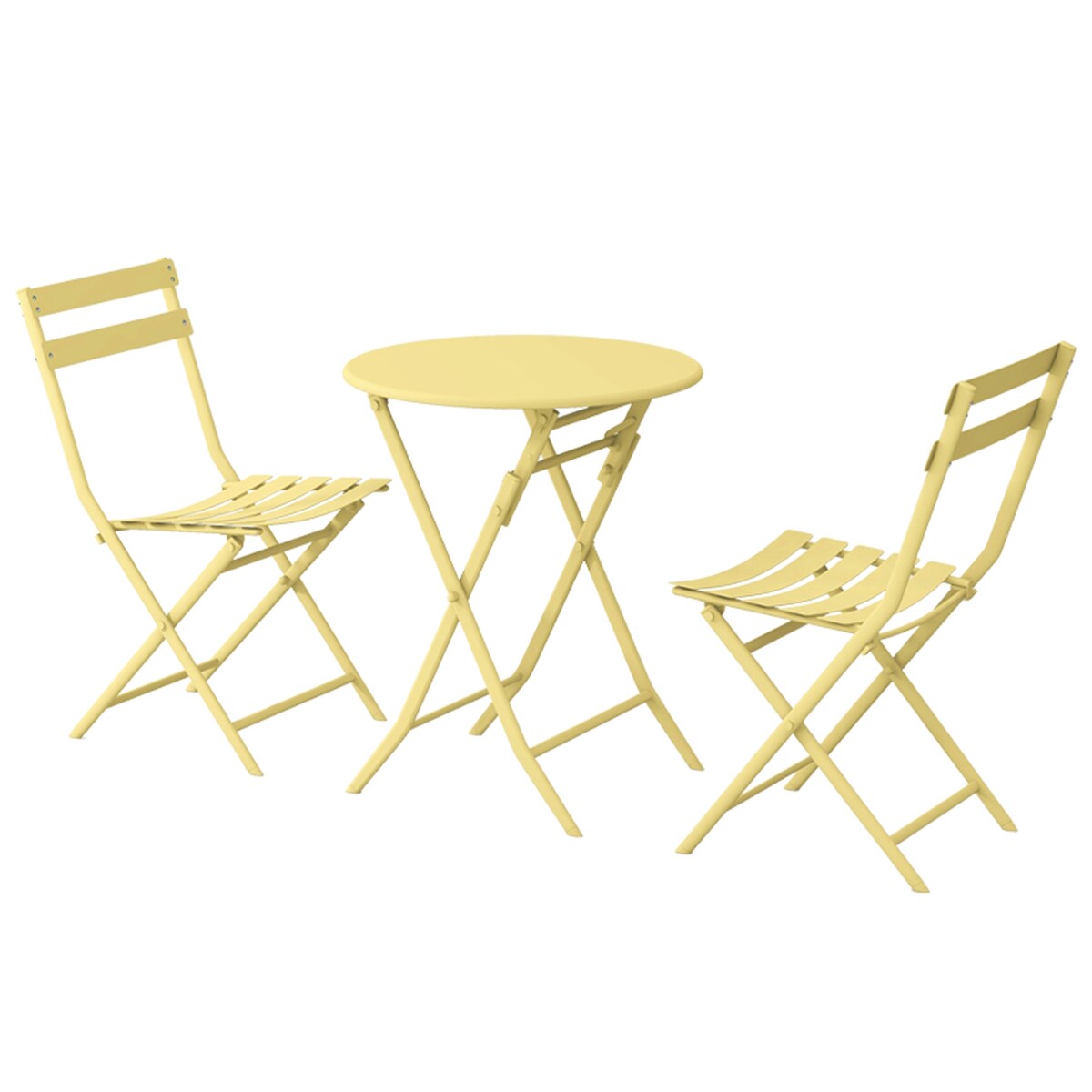 3-Piece Minimalist Patio Bistro Set of Foldable Round Table & Chairs - 3-Piece-Patio-Bistro-Set