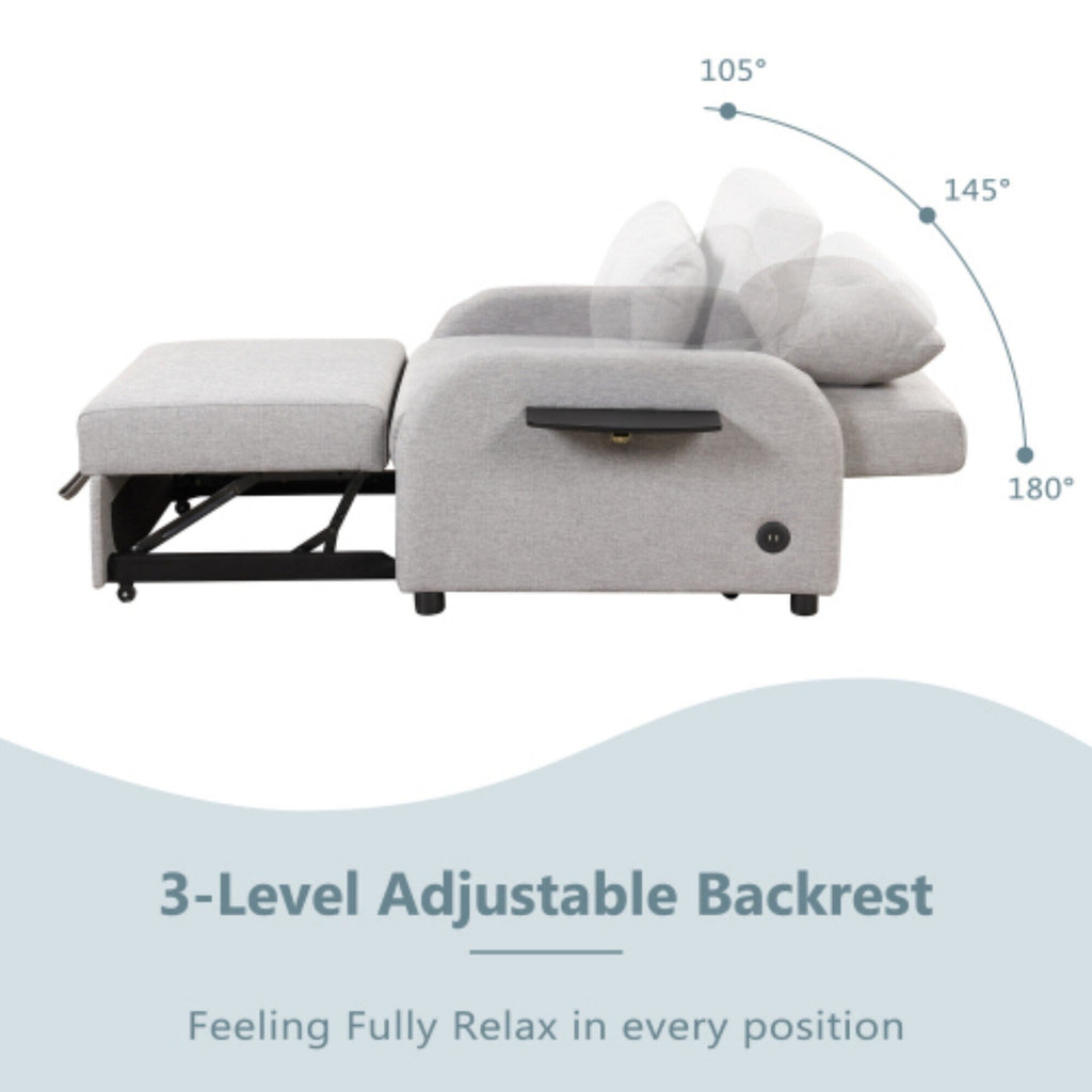 3-in-1 Pull-Out Sofa Sleeper with Collapsible Wing Table & USB Ports by Harper&Bright Designs