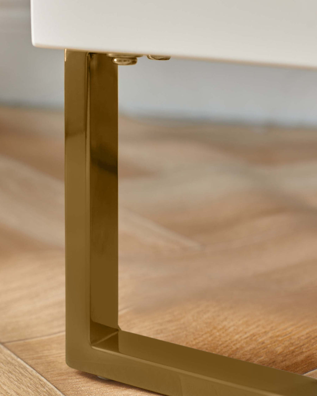 Benton White 2 Drawer Bedside Table With Brass Legs