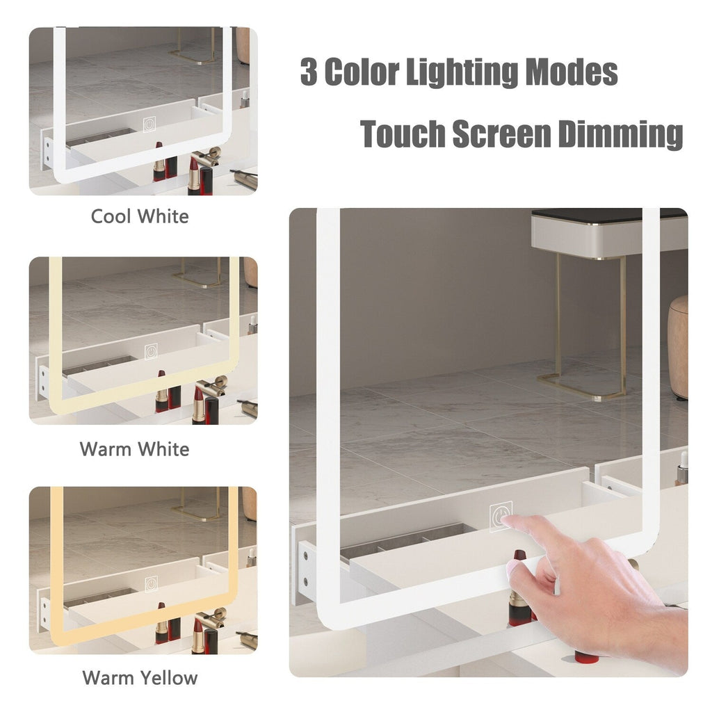 39.4'' Wide Makeup Vanity Set with Stool and Mirror