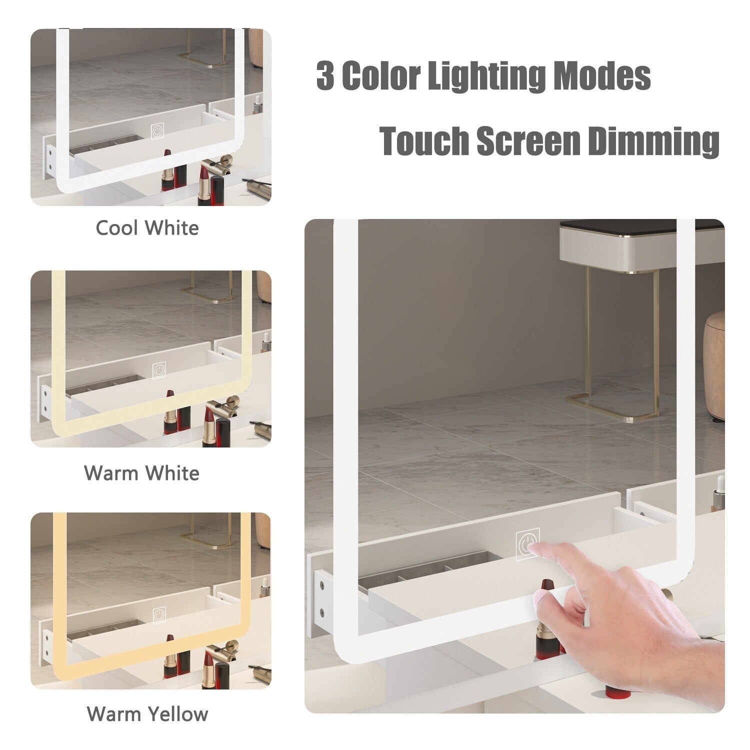 39.4'' Wide Makeup Vanity Set with Stool and Mirror