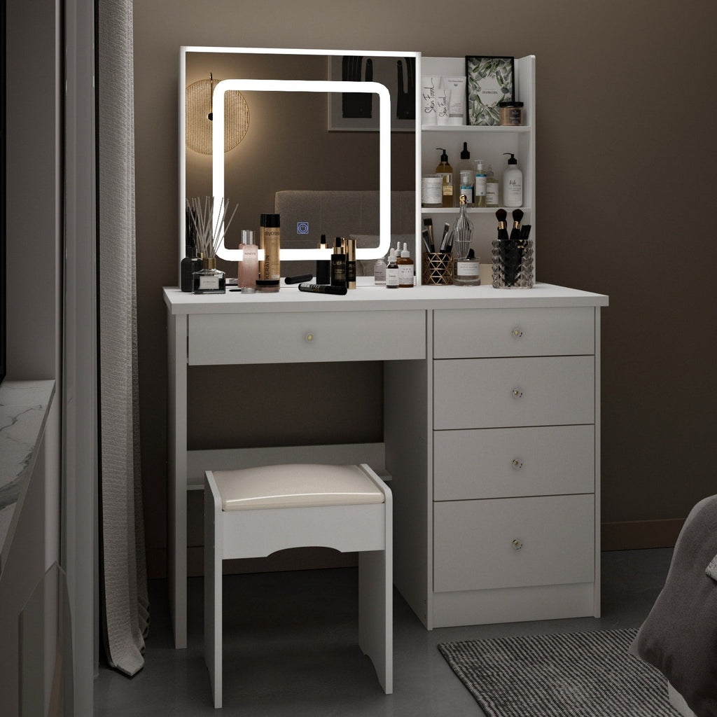 39.4'' W Dresser Makeup Vanity Set with Stool and Mirror Room