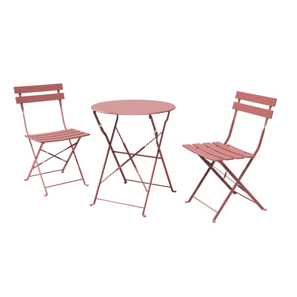 3pc Metal Folding Bistro Set, Weather-Resistant Outdoor/Indoor Conversation Set for Patio, Yard, Garden