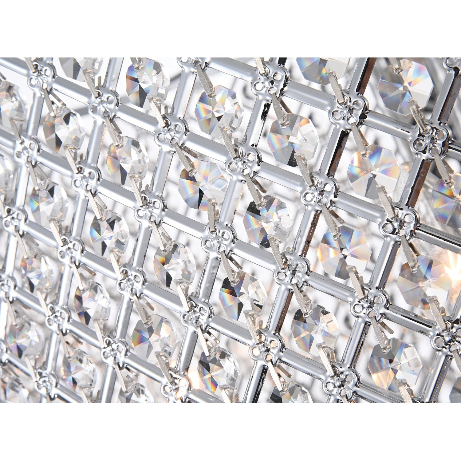 Round Beaded Drum Chandelier with Hanging Crystals