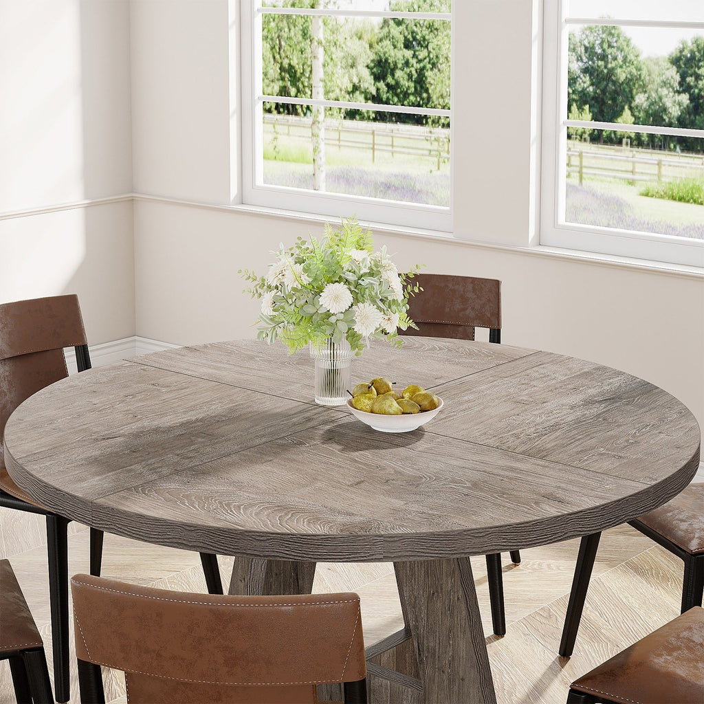 47 Round Dining Table for 4, Farmhouse Kitchen Table Small Dinner Table Wood Kitchen Table for Dining Room Living Room
