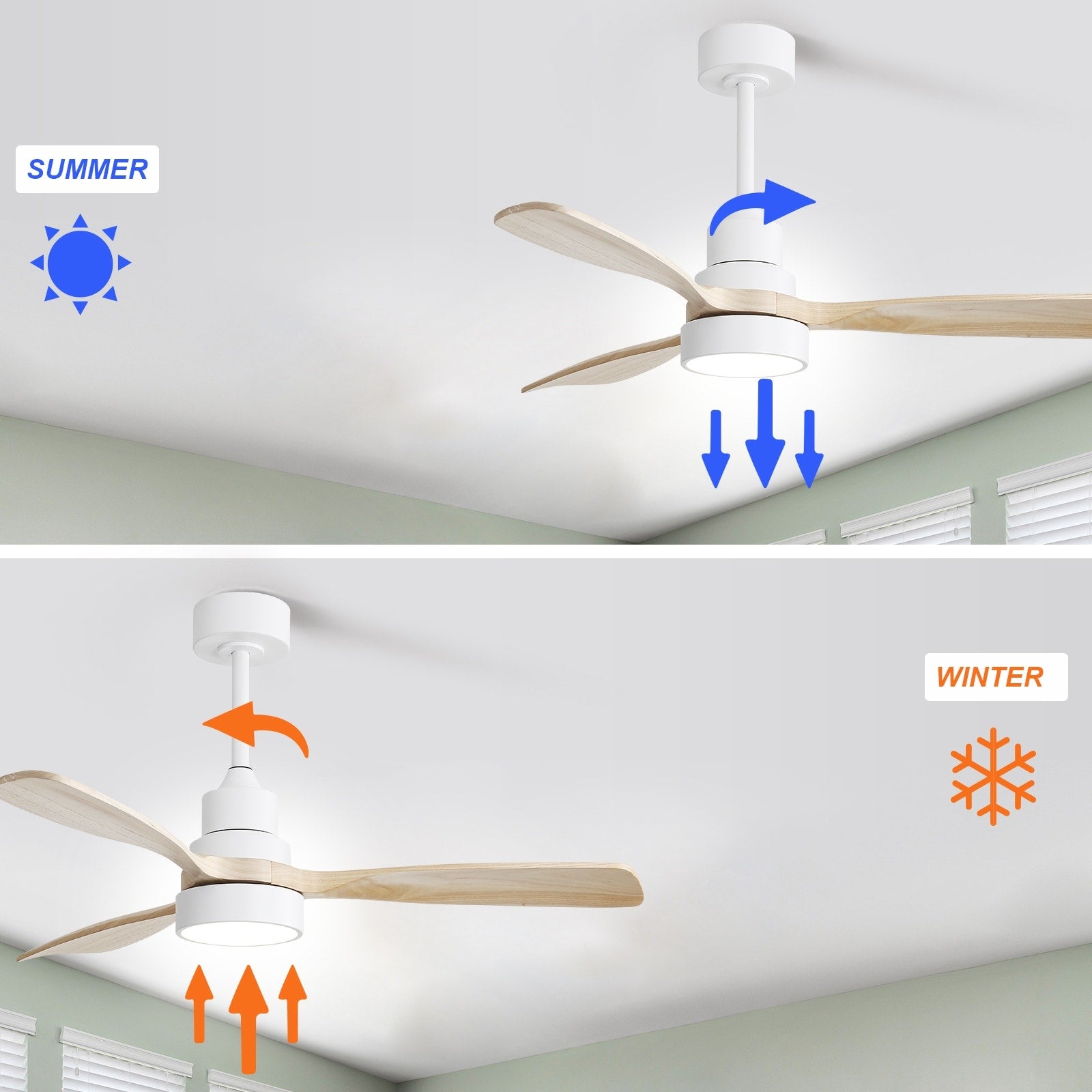48 and 52 Integrated LED Ceiling Fan with Light and Remote, Reversible DC Motor
