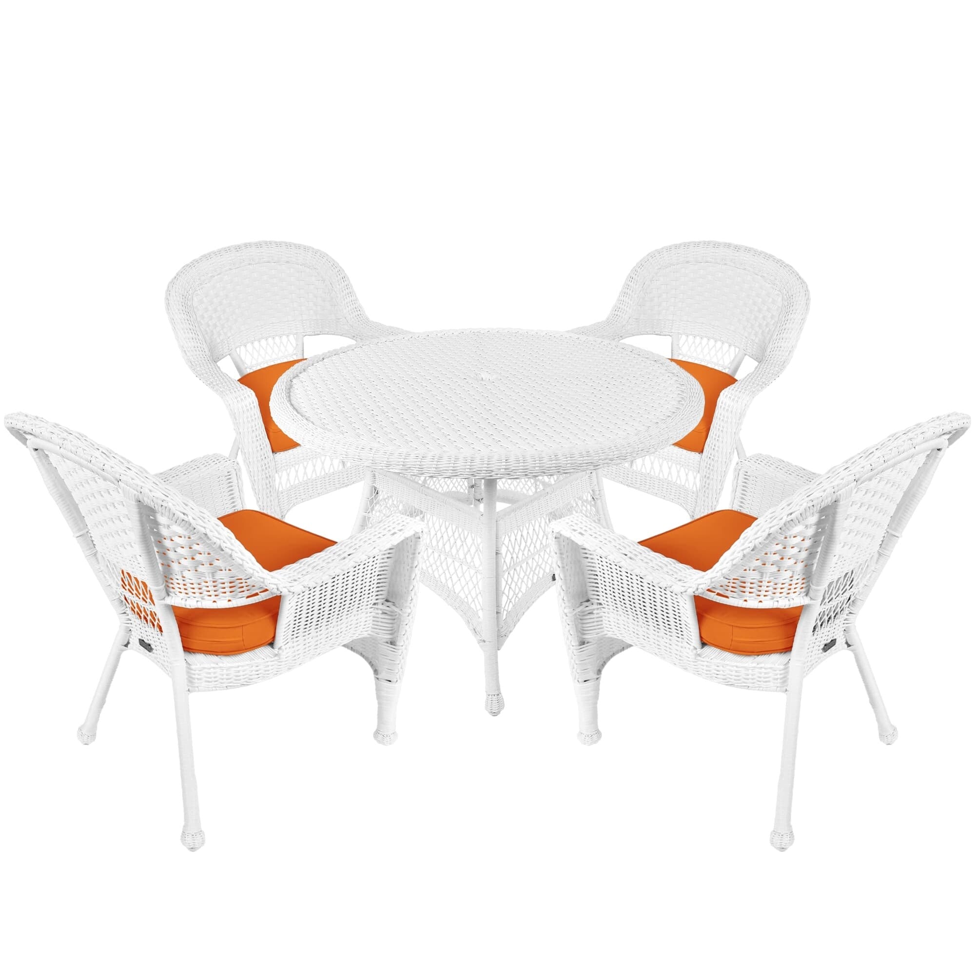 5-piece White Resin Wicker Dining Set