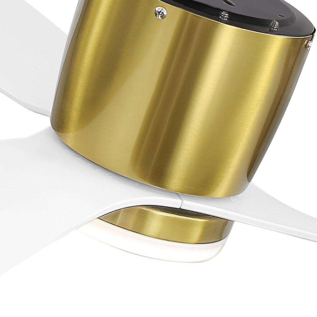 52 Inch Black/White Flush Mount LED Ceiling Fan with Lights Remote(3-Blade)