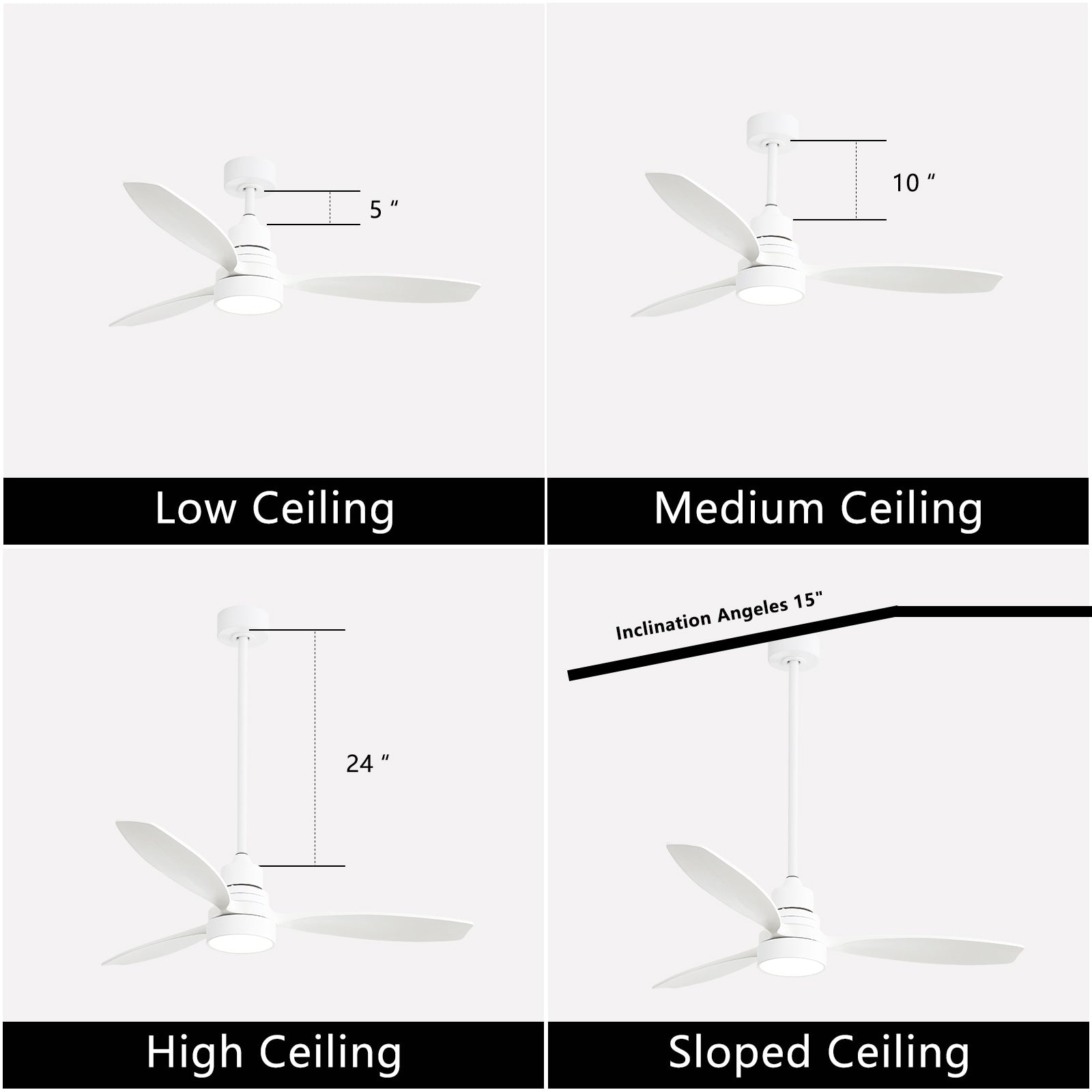 48 and 52 Integrated LED Ceiling Fan with Light and Remote, Reversible DC Motor