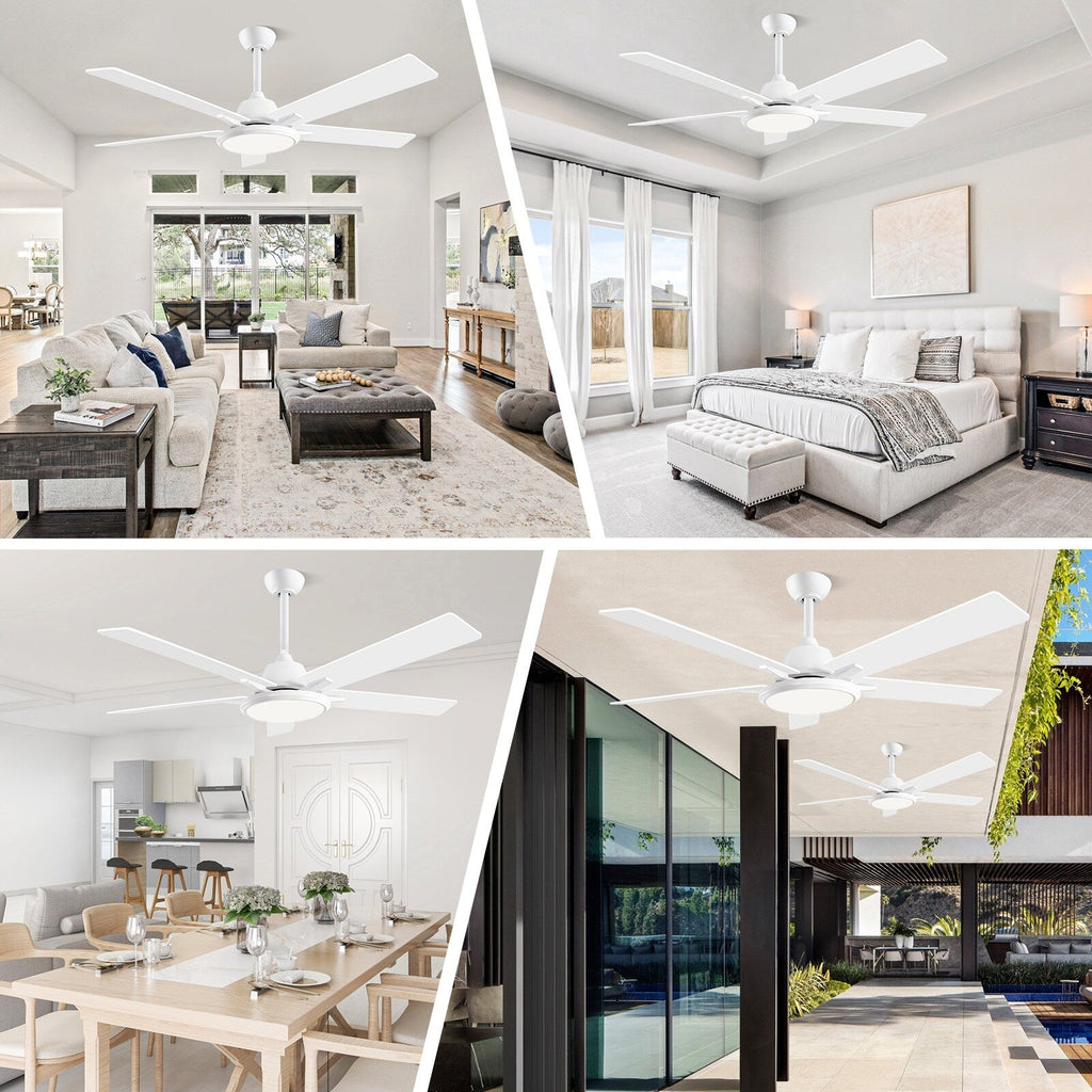 52 Modern Ceiling Fans with Lights and Remote, LED Dimmable