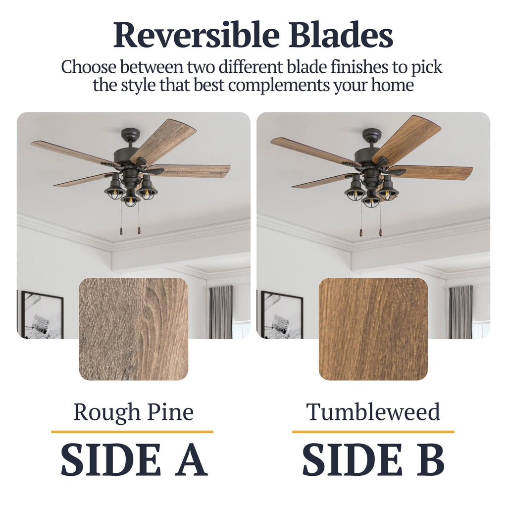 52 Prominence Home Sivan Bronze Farmhouse LED Ceiling Fan with Light, Remote Control