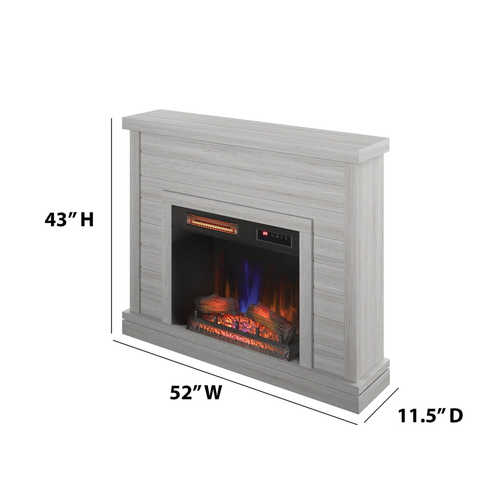 52 Shiplap Wall Mantel with 3D Fireplace Insert
