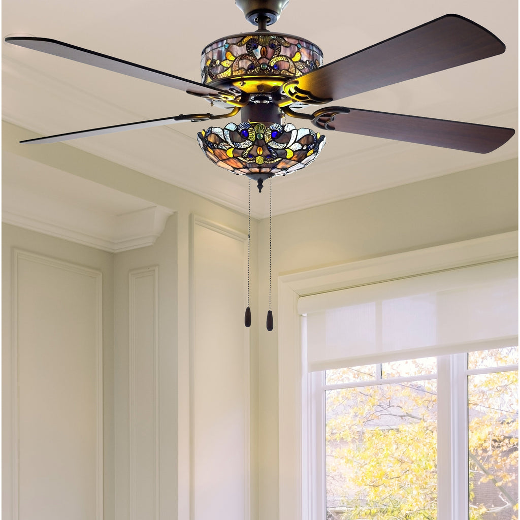 Copper Grove Guasipati 52-inch Tiffany-style Magna Carta Ceiling Fan - 52L x 52W x 16.5