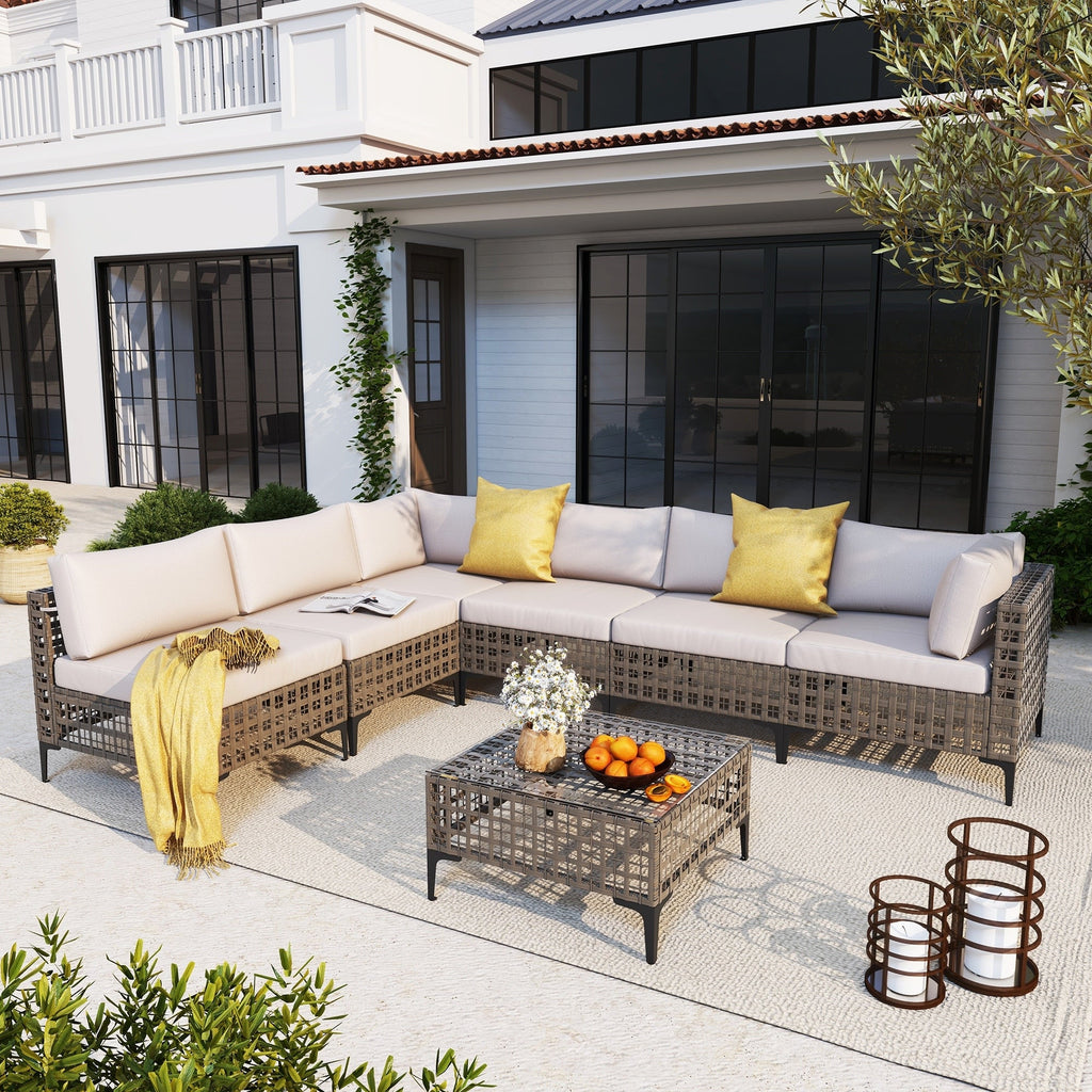 6 - Person Outdoor Sectional Seating Group with Cushions