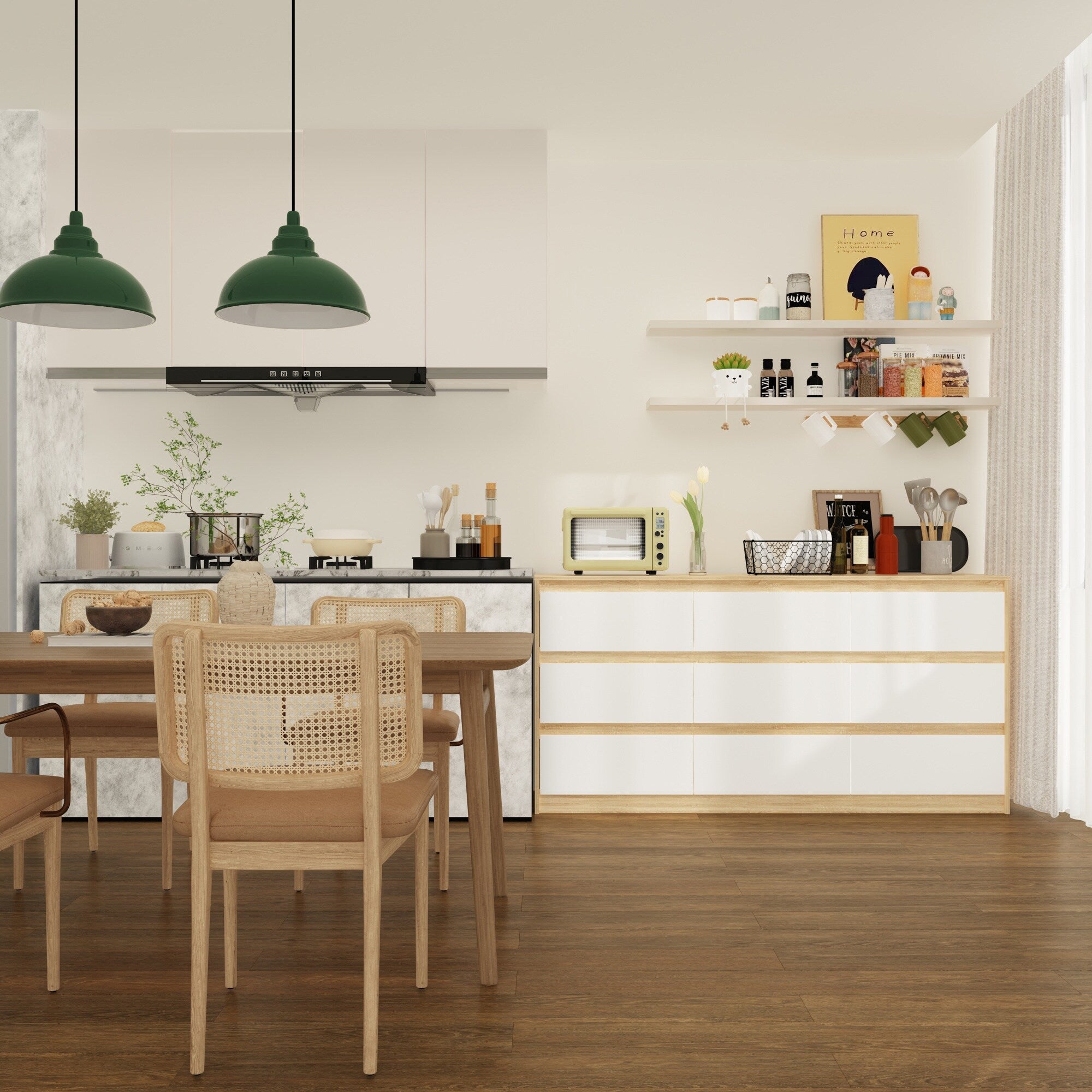 63W 9 Drawer Dresser Accent Dresser for Living Room Bedroom Chest