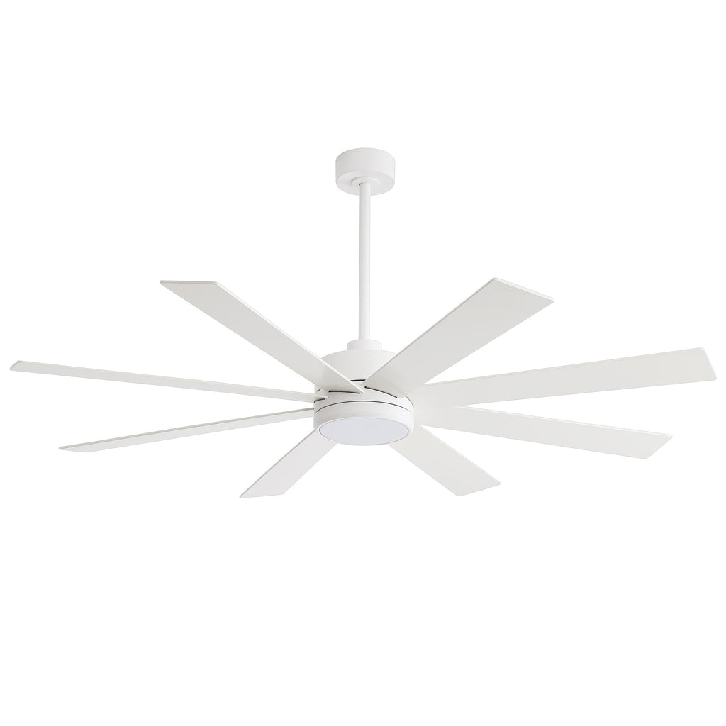 65 Inch 8-Blade Black LED Ceiling Fan with Light and Remote