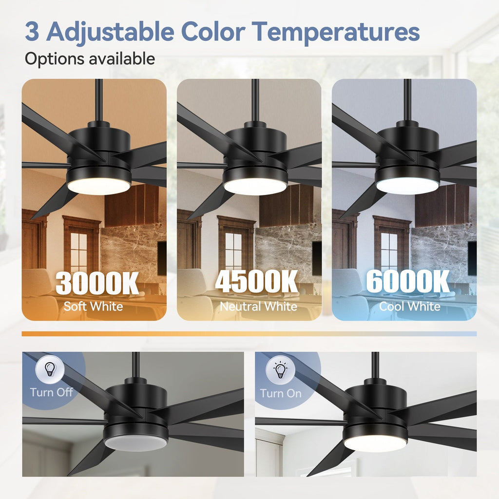 Breezary 65/52/42 5-Blade LED Ceiling Fan with Light Kit and Remote