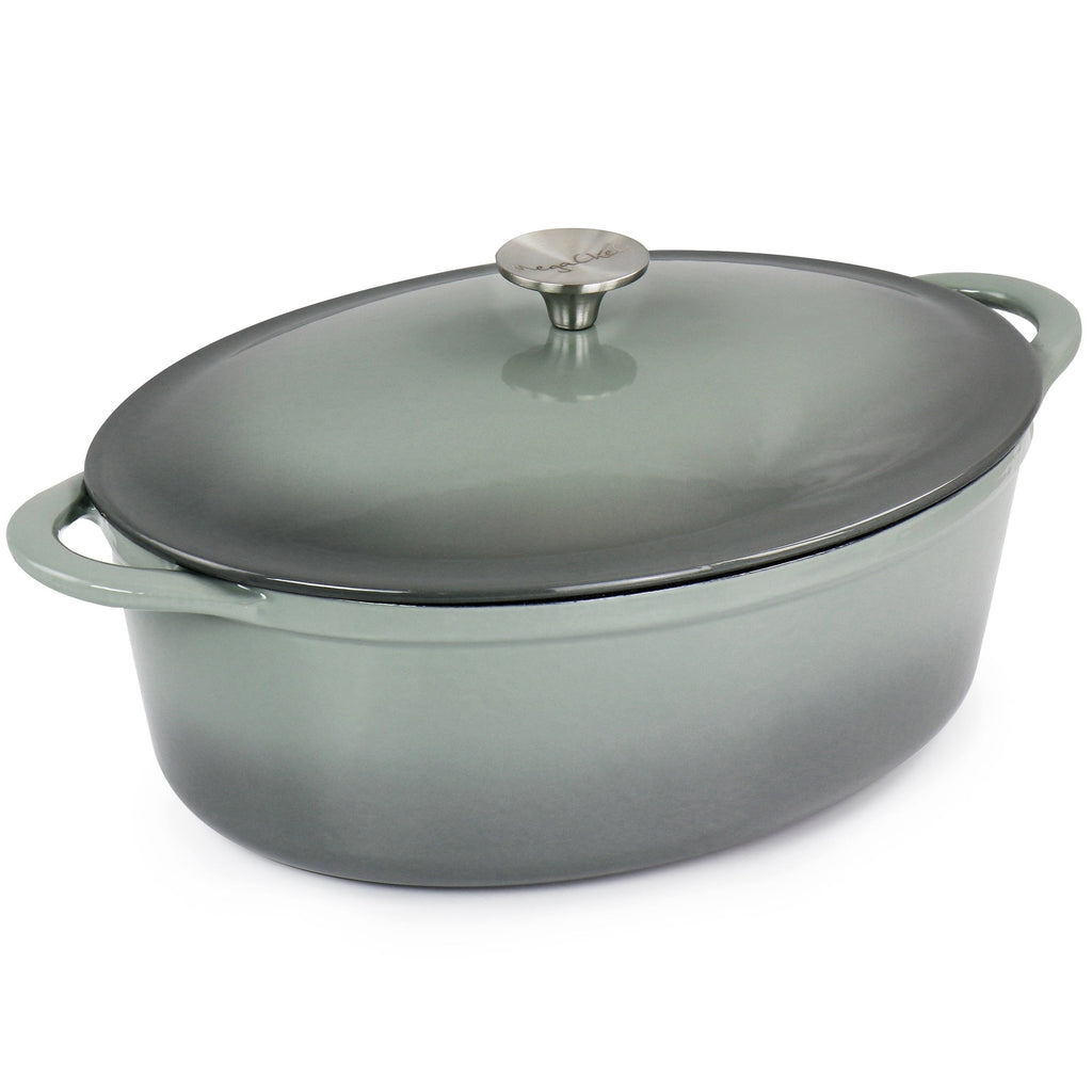 7 Quarts Oval Enameled Cast Iron Casserole in Storm Cloud