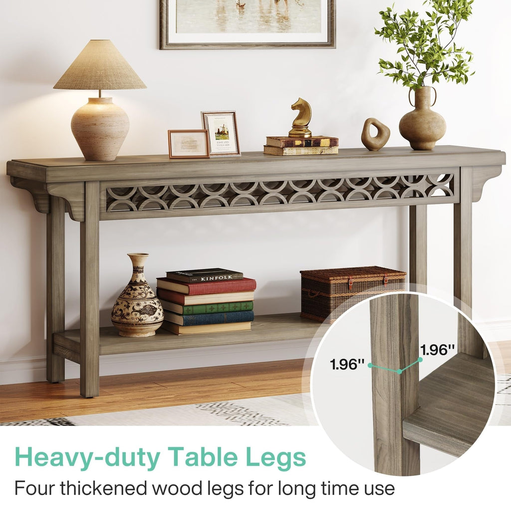 70.8 Inch Farmhouse Solid Wood Long Console Table Sofa Table