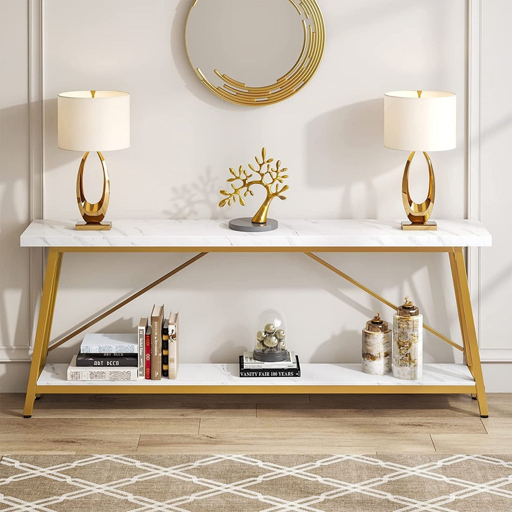 70.9 Inch Extra Long Sofa Table, Industrial Entry Console Table