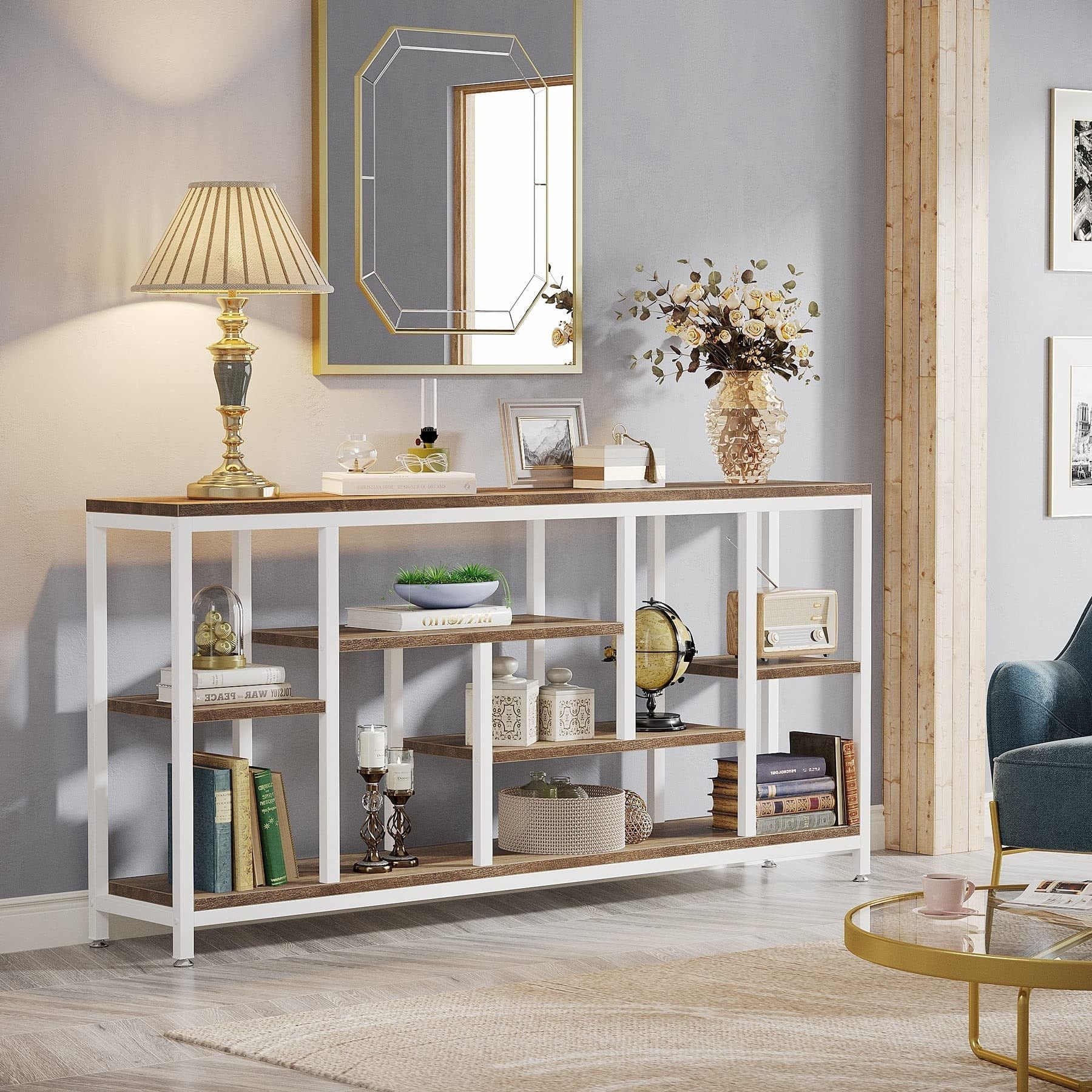 70.9 inch Console Sofa Table with Storage, 3-Tier Entryway Table for Hallway