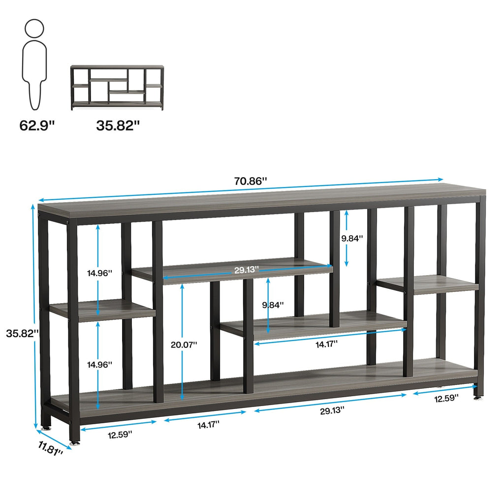 70.9 inch Console Sofa Table with Storage, 3-Tier Entryway Table for Hallway