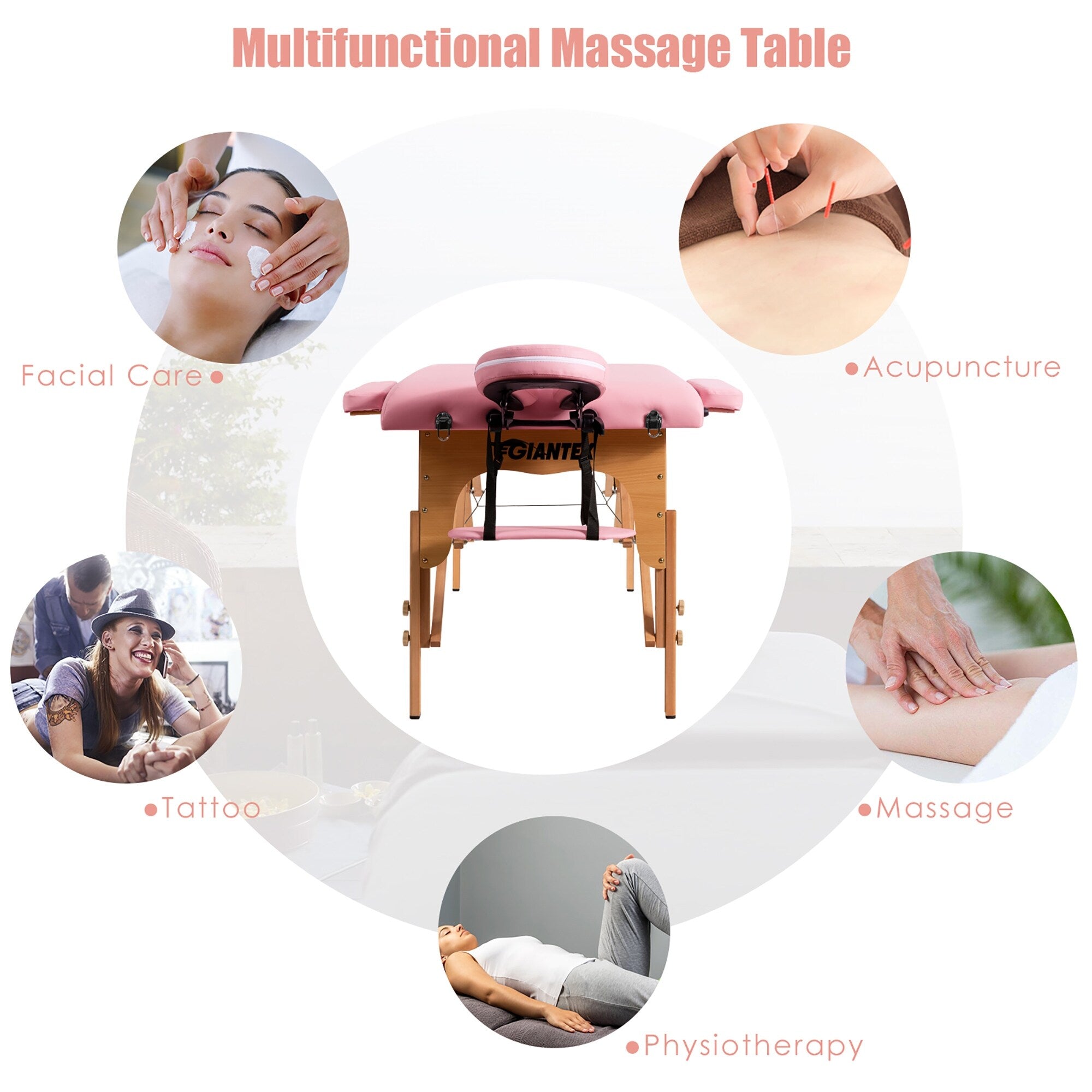 84''L Portable Massage Table Adjustable Facial Spa Bed Tattoo w/ Carry