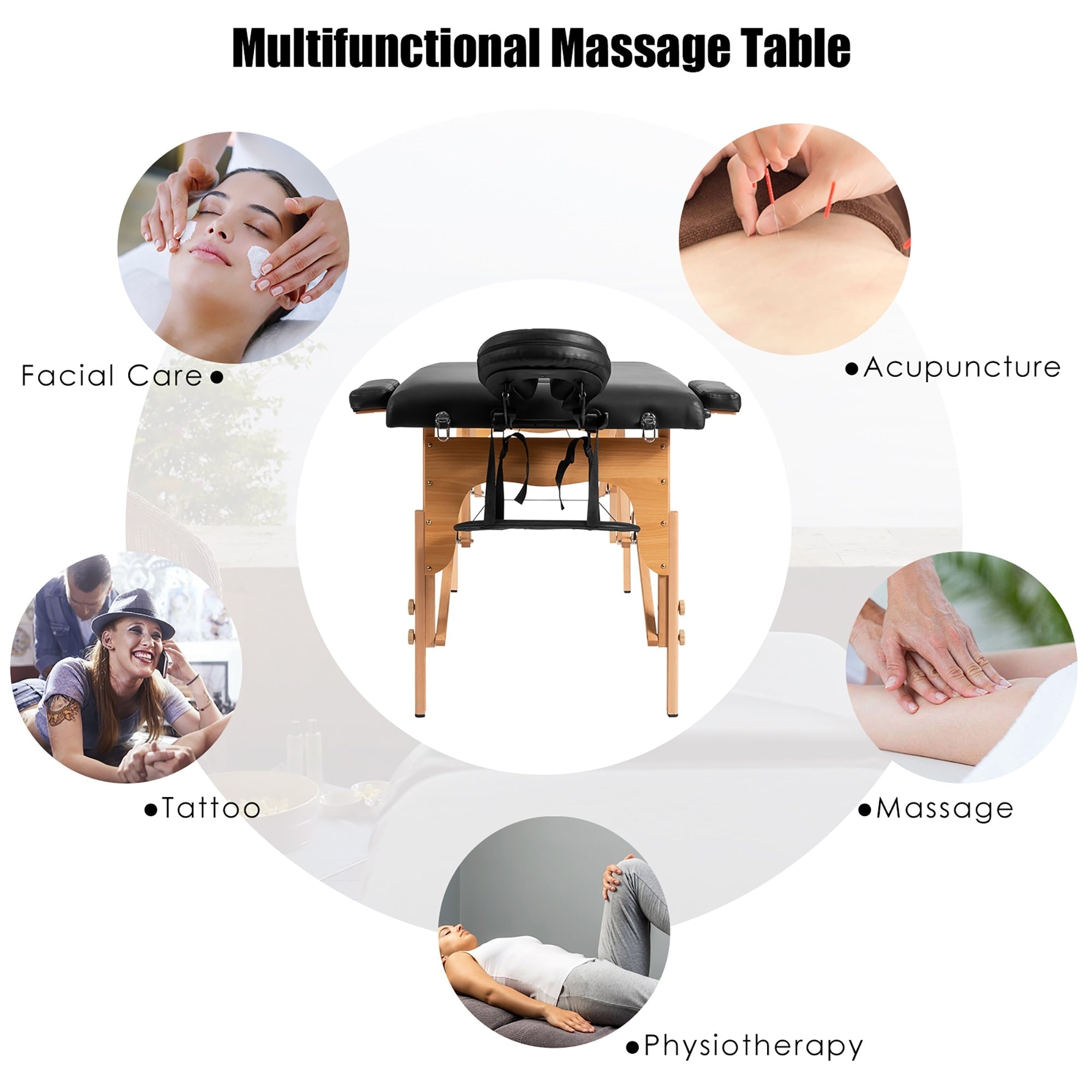 84''L Portable Massage Table Adjustable Facial Spa Bed Tattoo w/ Carry